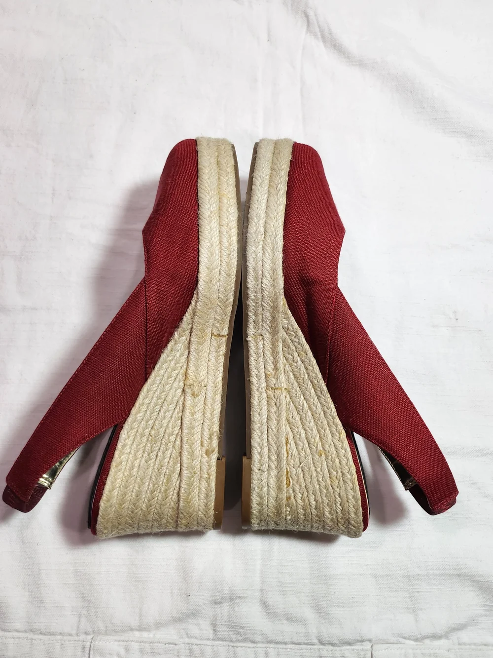 Jessica Simpson Red Canvas Slingback Espadrille Wedge Sandals Size 8